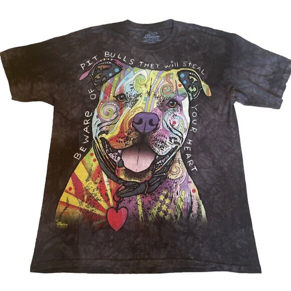 The Mountain Tee Shirt Mens X-Large Pit Bulls Steal Your Heart Colorful Graphic - Picture 1 of 7